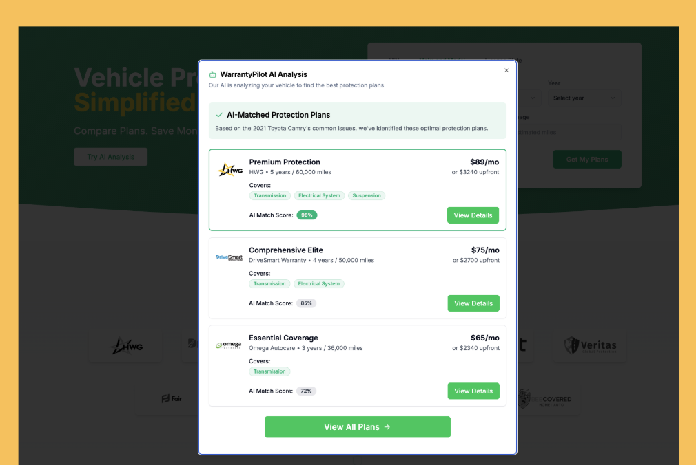 Compare Car Protection Plans